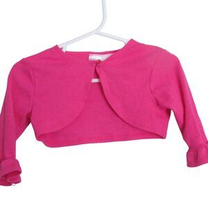 Youngland Baby Open Front Cardigan Sweater Girls 18M Pink Long Sleeve One Button